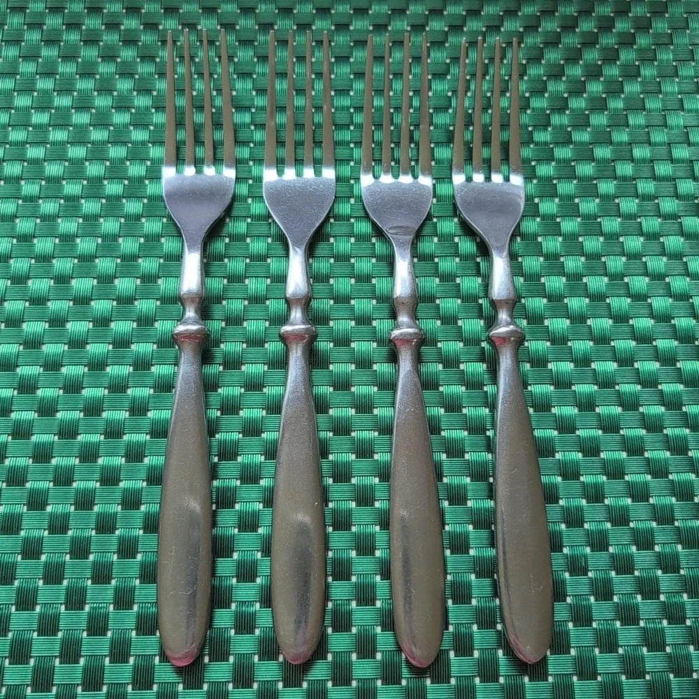 Hampton Silversmiths BISTRO SATIN Dinner Forks Set Lot of 4 Stainless 18/0 Vtg